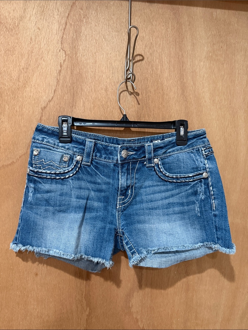 Miss Me Distressed Blue Denim Jean Shorts